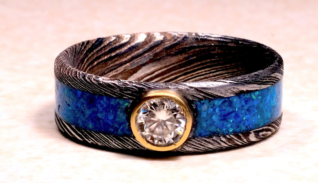 Midnight Glow Opal & Diamond Ring