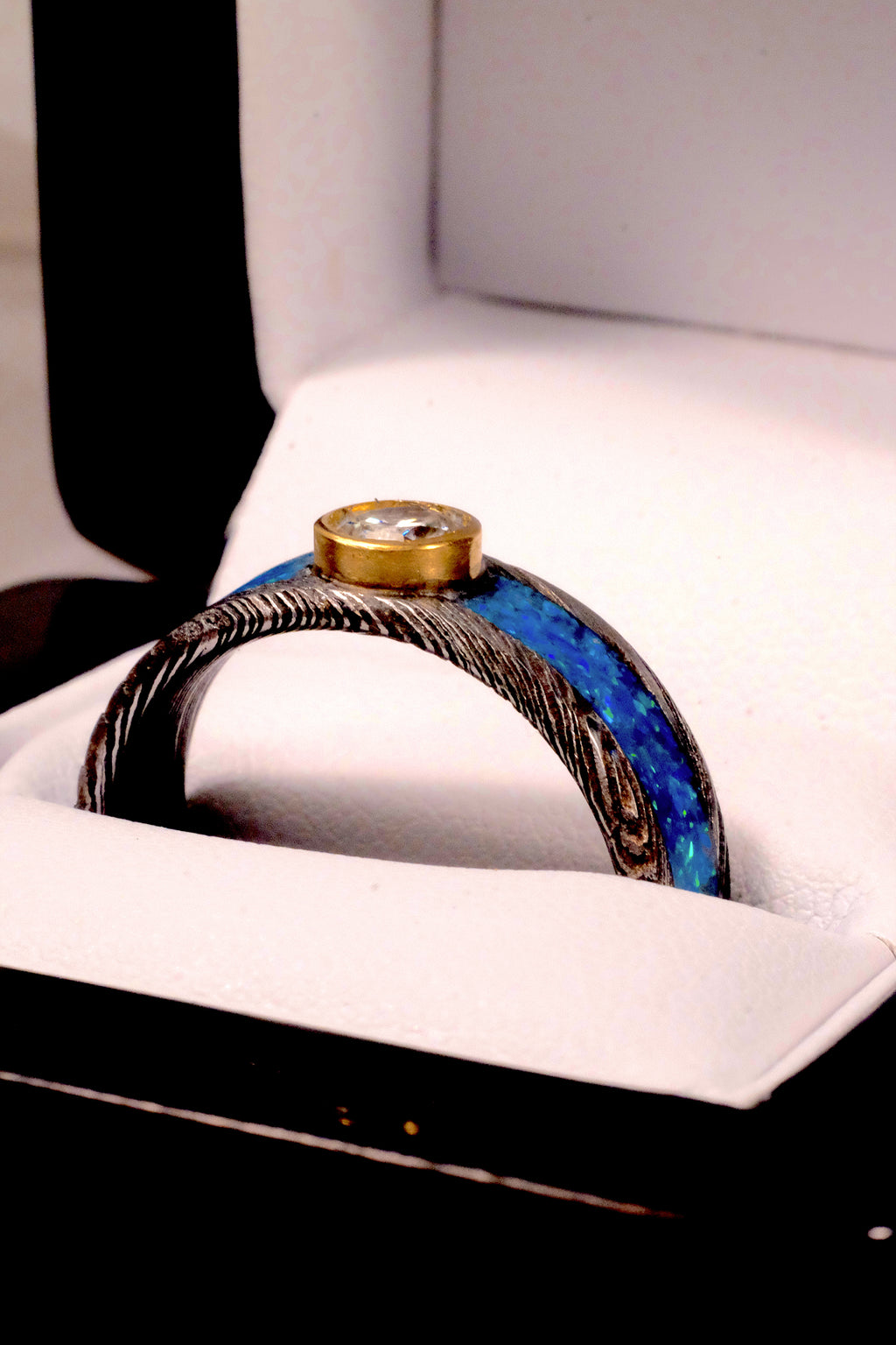 Midnight Glow Opal & Diamond Ring
