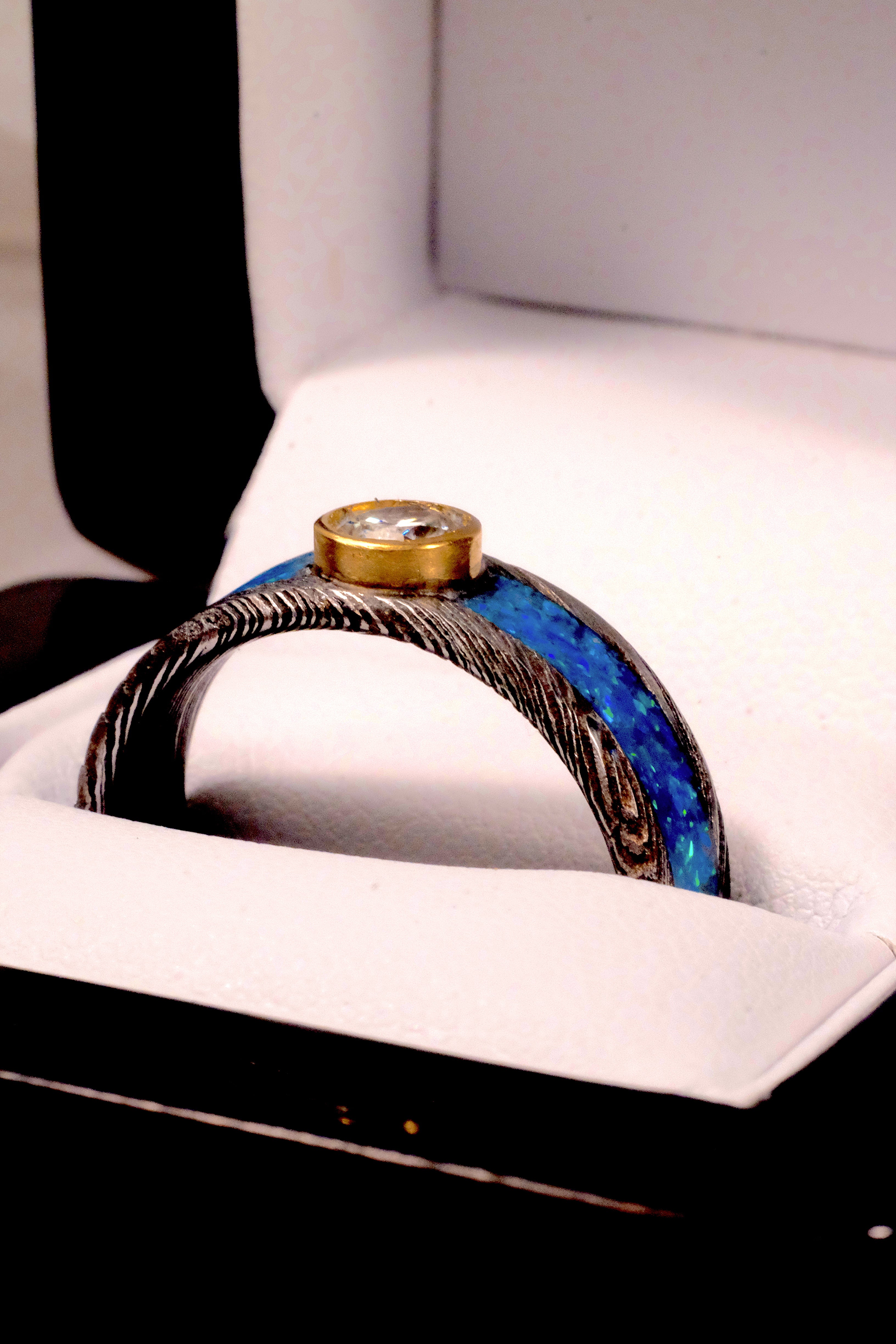 Midnight Glow Opal & Diamond Ring
