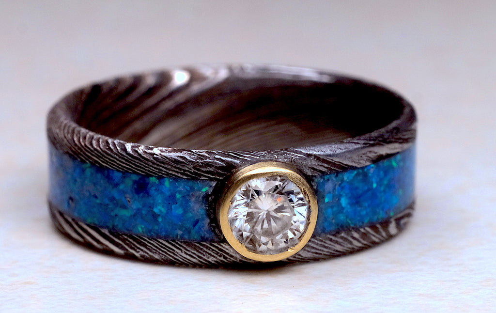 Midnight Glow Opal & Diamond Ring