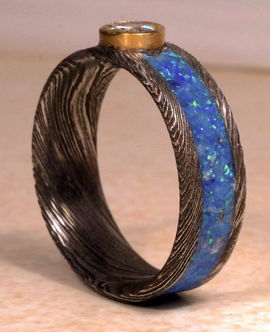 Midnight Glow Opal & Diamond Ring