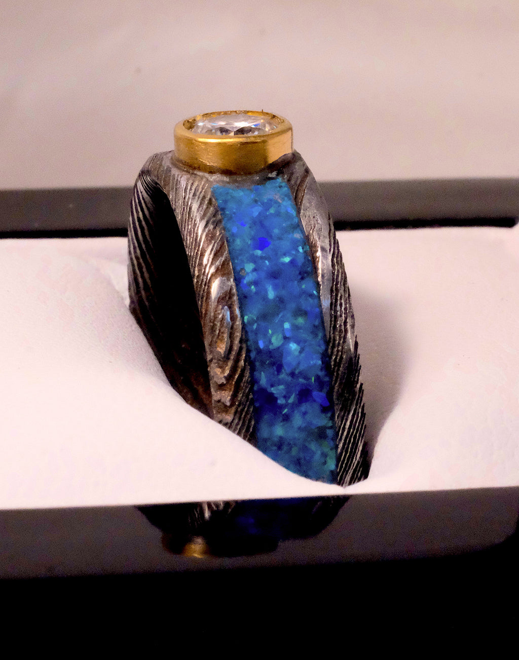 Midnight Glow Opal & Diamond Ring